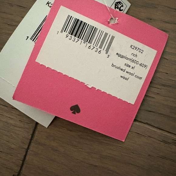 NWT kate spade gorgeous burgundy brushed wool coat with pearl buttons - Size XL - Picture 4 of 8